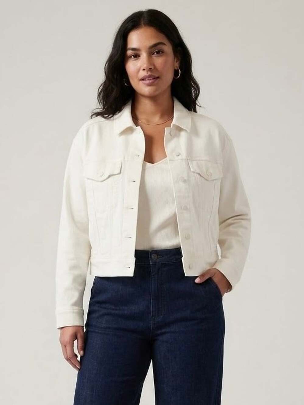 Athleta Skyline Chore Denim Trucker Jacket (Bright White)